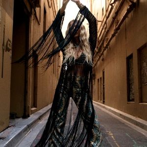 Chasing Unicorns “Stop Draggin’ My Heart Around” Crochet Fringe Top